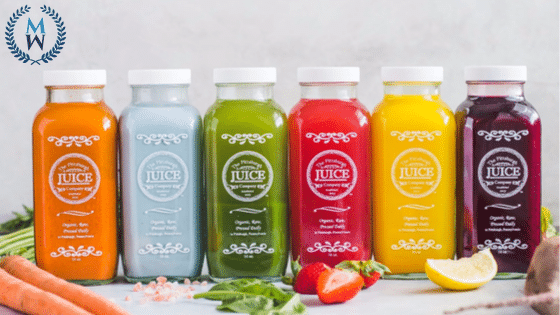 rainbow assortment of juices