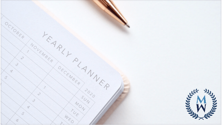 yearly planner with pen