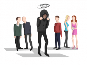 Wellness Today Blogs illustraion of embarrassed man with people looking at him