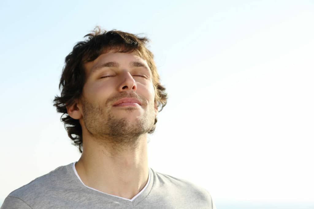 man in pa benefiting from deep breathing