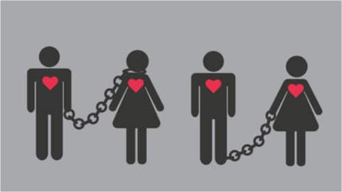 man and woman chained in love