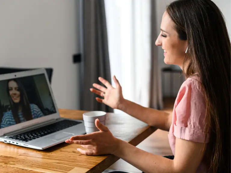A woman in a session, online therapy for caregivers