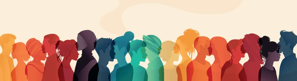 Graphic depicting a broad spectrum of personalities and identities.