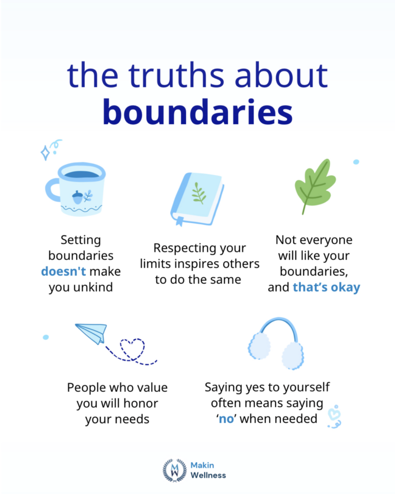 Graphic explaining boundary truths for people who feel enmeshed, emphasizing limits, self-respect, and emotional health
