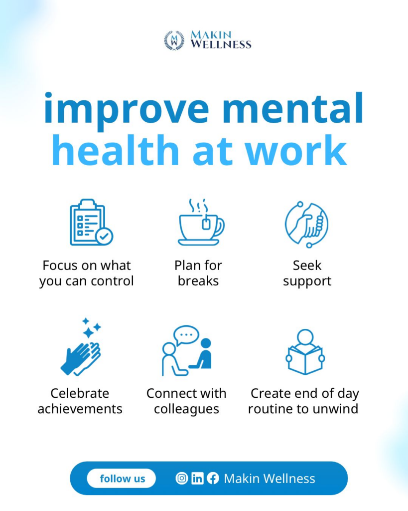 Infographic describing ways to aid identity exploration by improving mental health at work