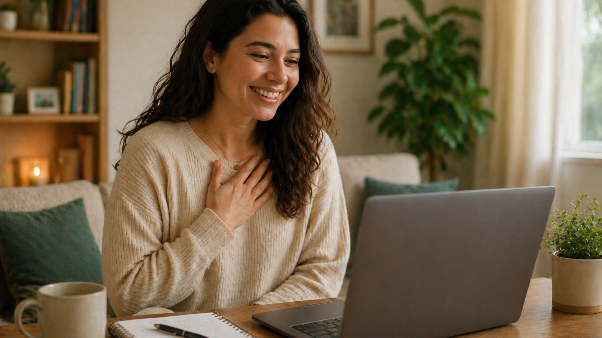 A woman healing and rebuilding confidence after emotional manipulation with the help of online therapy
