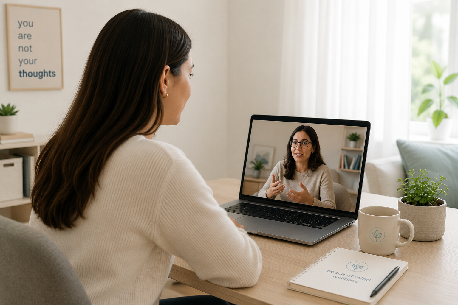 Cognitive Behavioral Therapy for OCD: How It Helps You Break Free From Obsessive Thoughts Patient attending cognitive behavioral therapy for OCD treatment from home.