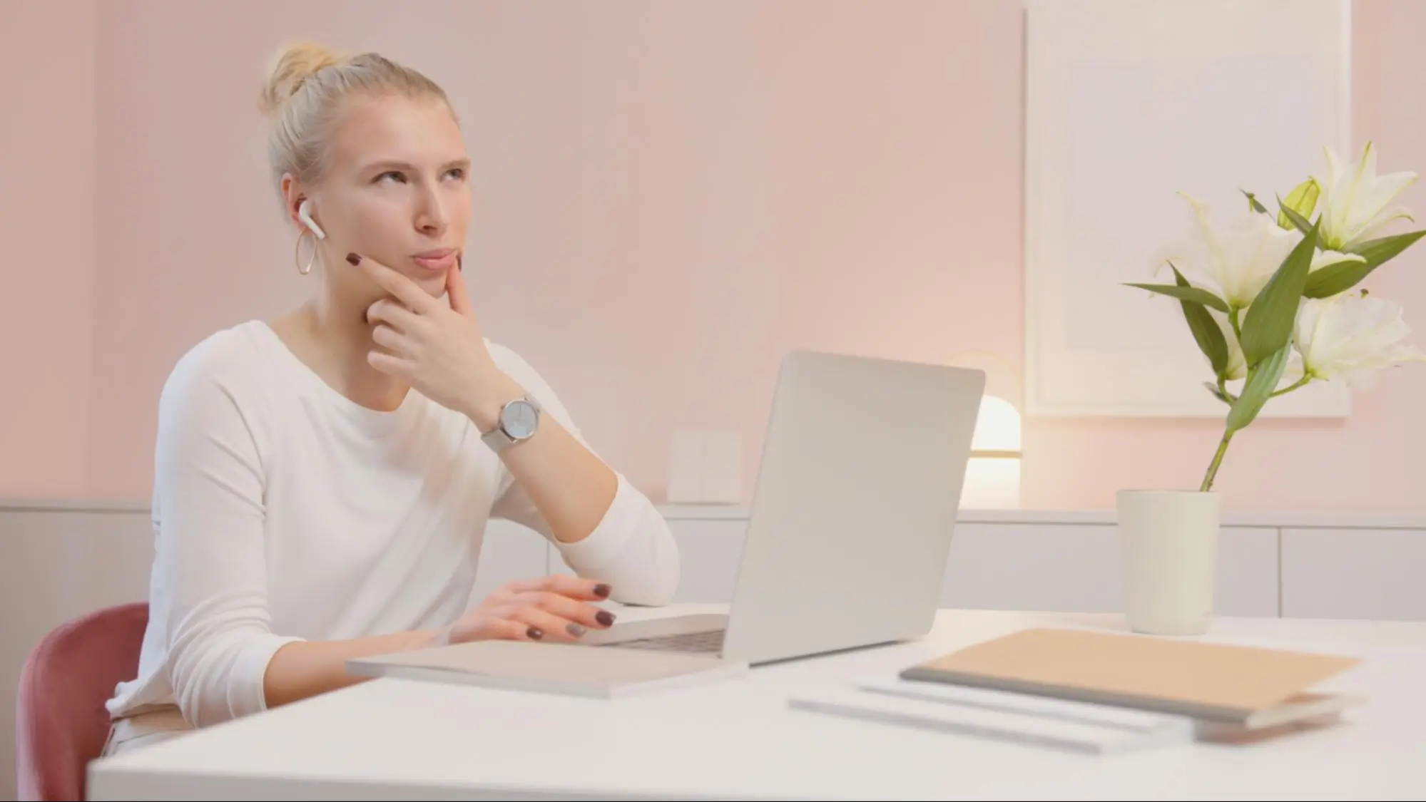 A young woman is considering a treatment option for her somatic OCD provided by her online therapist.