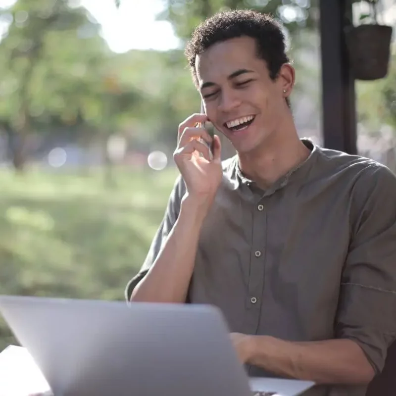 Black american male on a phone call therapy session