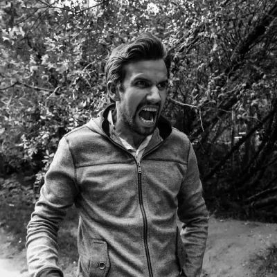 black and white picture of man yelling