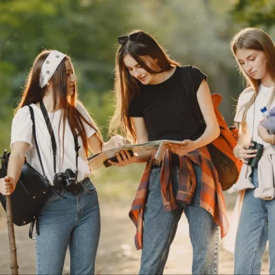 The young woman on the right has realized that hiking with friends is a good way to keep her mind off of her somatic OCD.