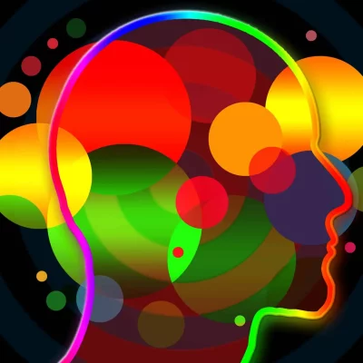 colorful illustration of human head symbolizing elements of the mind